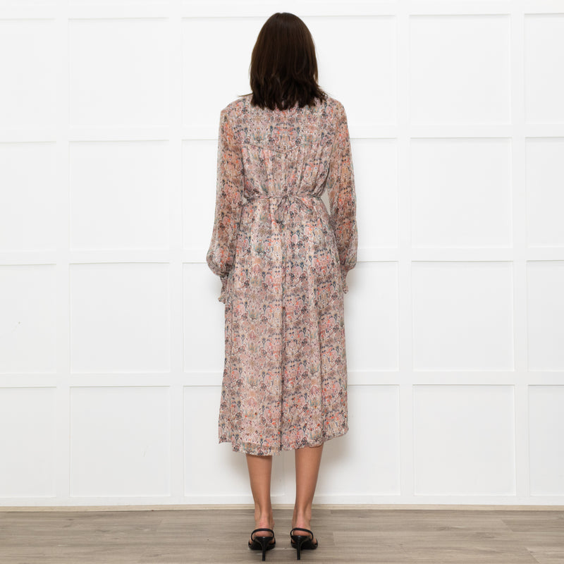 Zadig & Voltaire Pale Pink Multi Floral Oversized Belted Dress