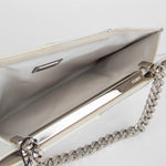 Fendi White and Silver Leather Chunky Chain Clutch Bag