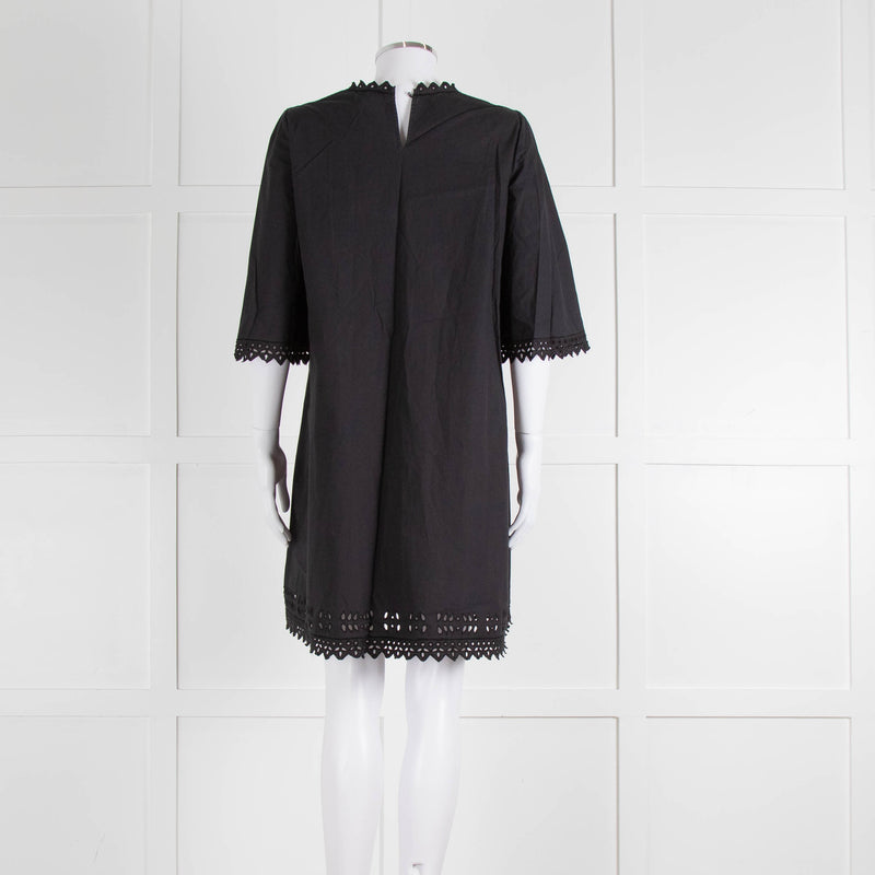 Isabel Marant Etoile Black Cotton Embroidered Tunic Dress
