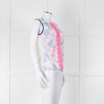 Sandro White Neon Pink Lace Front Sleeveless Top