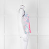 Sandro White Neon Pink Lace Front Sleeveless Top