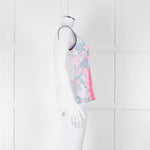Sandro White Neon Pink Lace Front Sleeveless Top
