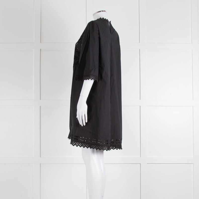 Isabel Marant Etoile Black Cotton Embroidered Tunic Dress