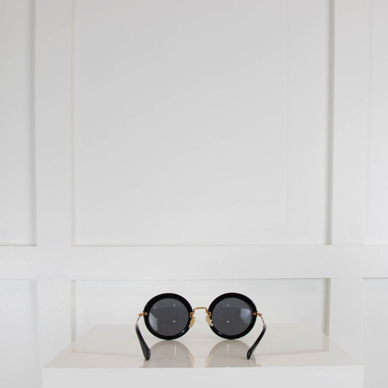 Miu Miu Black Acetate Round Sunglasses