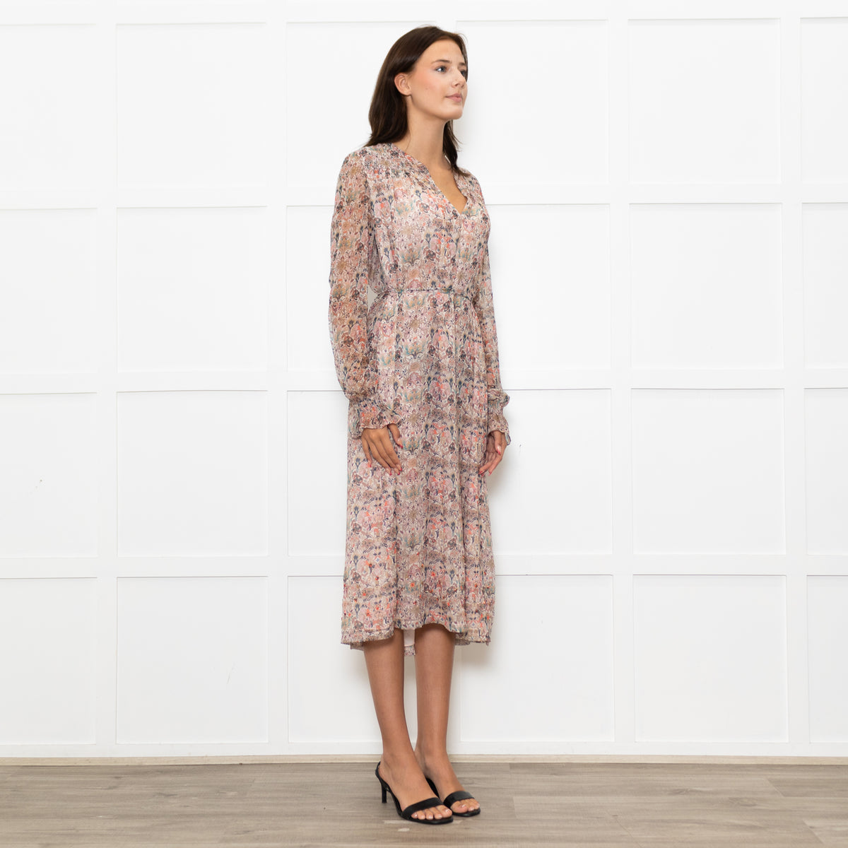 Zadig & Voltaire Pale Pink Multi Floral Oversized Belted Dress