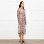 Zadig & Voltaire Pale Pink Multi Floral Oversized Belted Dress