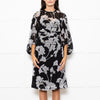 Club Monaco Black Grey Floral Belted Midi Dress With Slip