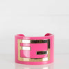 Fendi Pink Plastic Logo Baguette Cuff