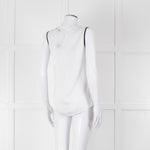 Sandro White Neon Pink Lace Front Sleeveless Top
