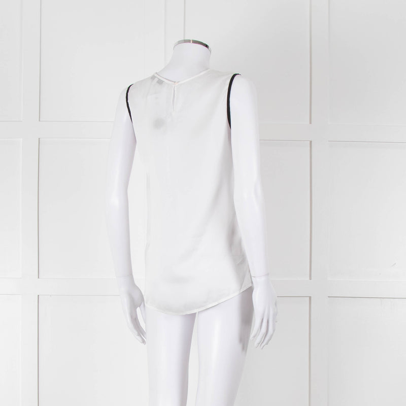Sandro White Neon Pink Lace Front Sleeveless Top
