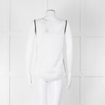 Sandro White Neon Pink Lace Front Sleeveless Top