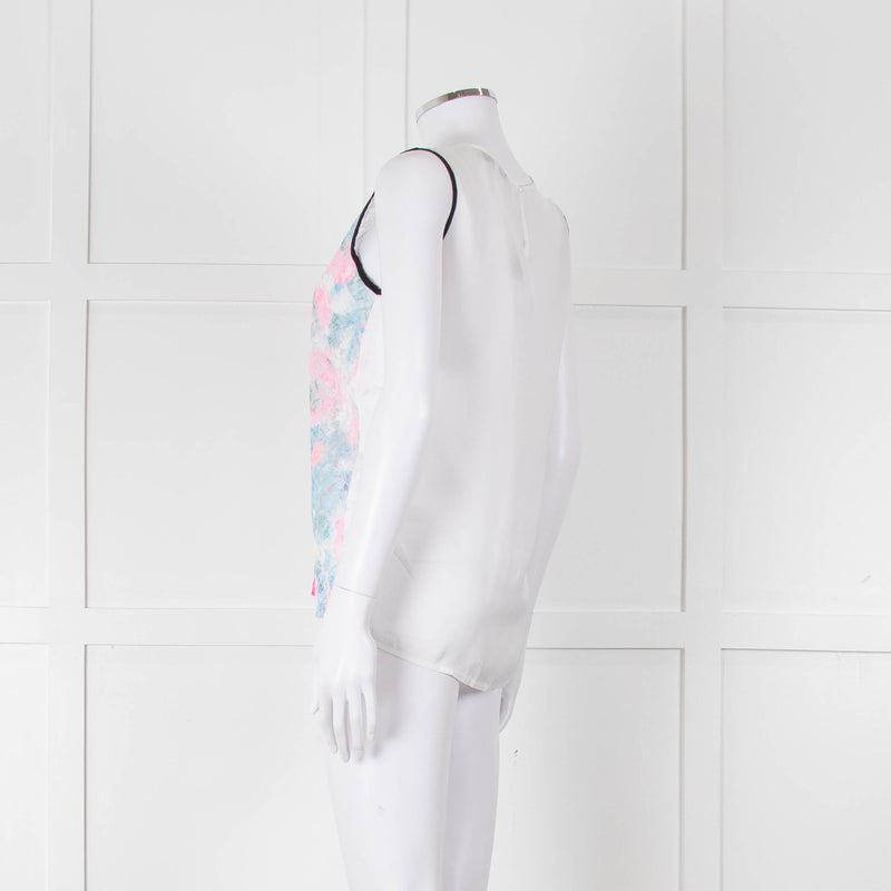 Sandro White Neon Pink Lace Front Sleeveless Top