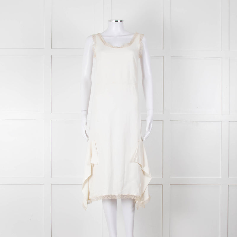 Miu Miu White Cream Lace Trim Sleeveless Dress
