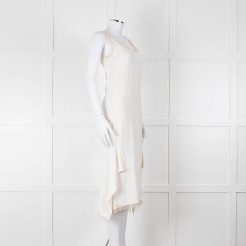 Miu Miu White Cream Lace Trim Sleeveless Dress