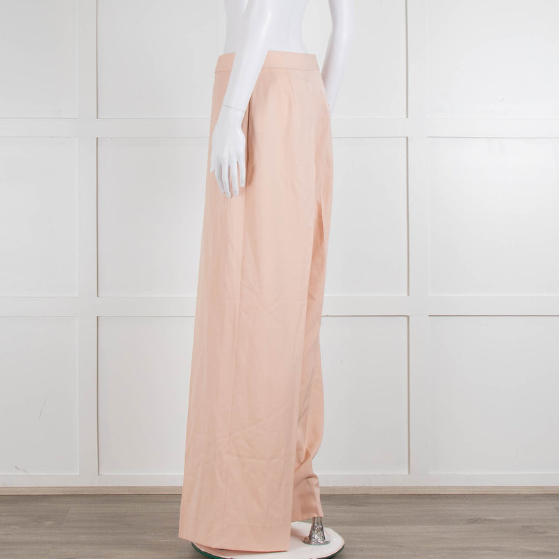Stella McCartney Pale Pink Wool Wide Leg Trousers