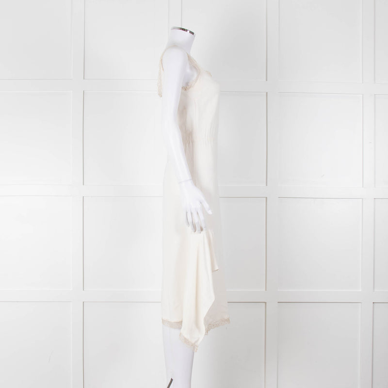 Miu Miu White Cream Lace Trim Sleeveless Dress