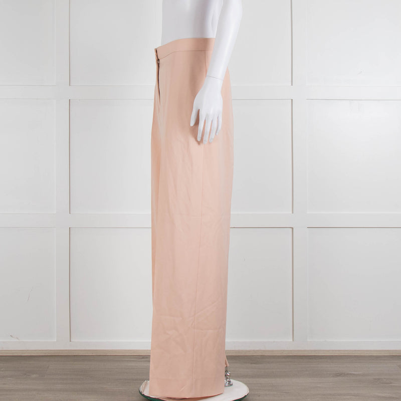 Stella McCartney Pale Pink Wool Wide Leg Trousers