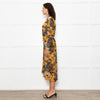 Veronica Beard Yellow Blue Black Floral Silk Midi Dress