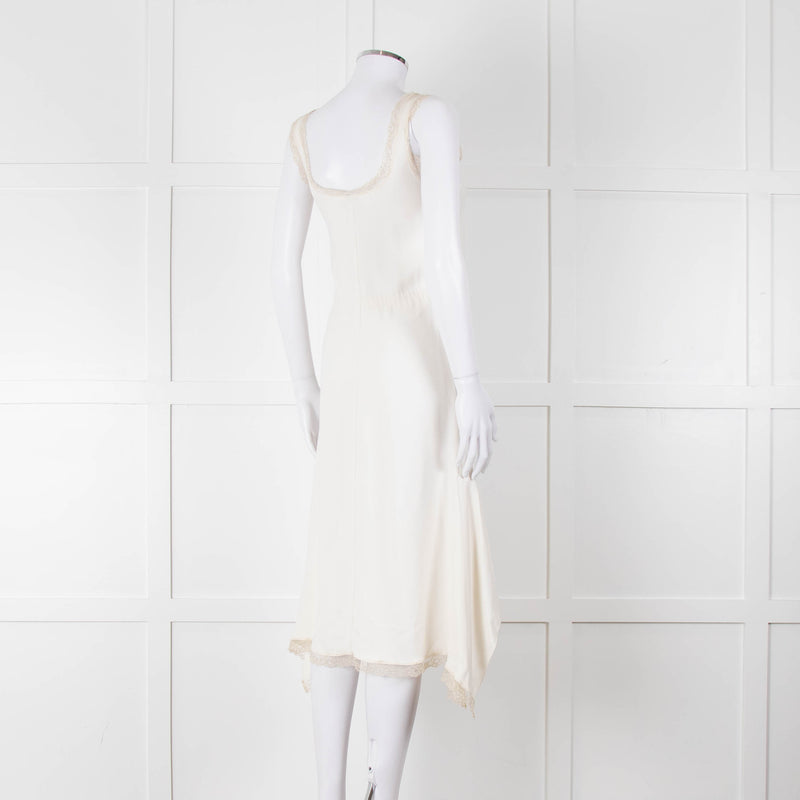 Miu Miu White Cream Lace Trim Sleeveless Dress