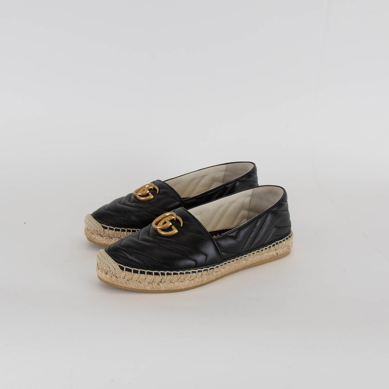 Gucci Black Leather Espadrilles