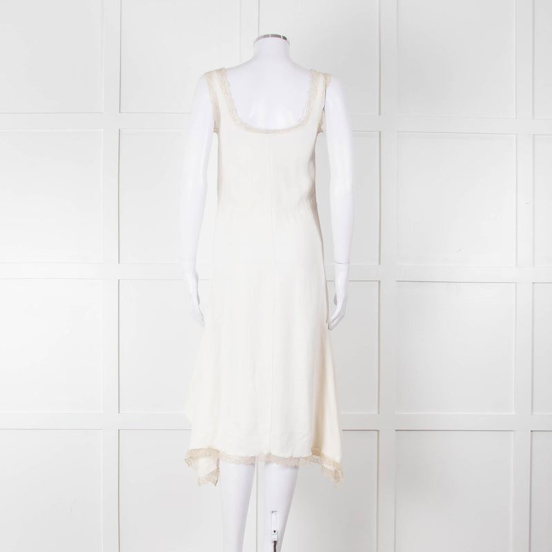 Miu Miu White Cream Lace Trim Sleeveless Dress