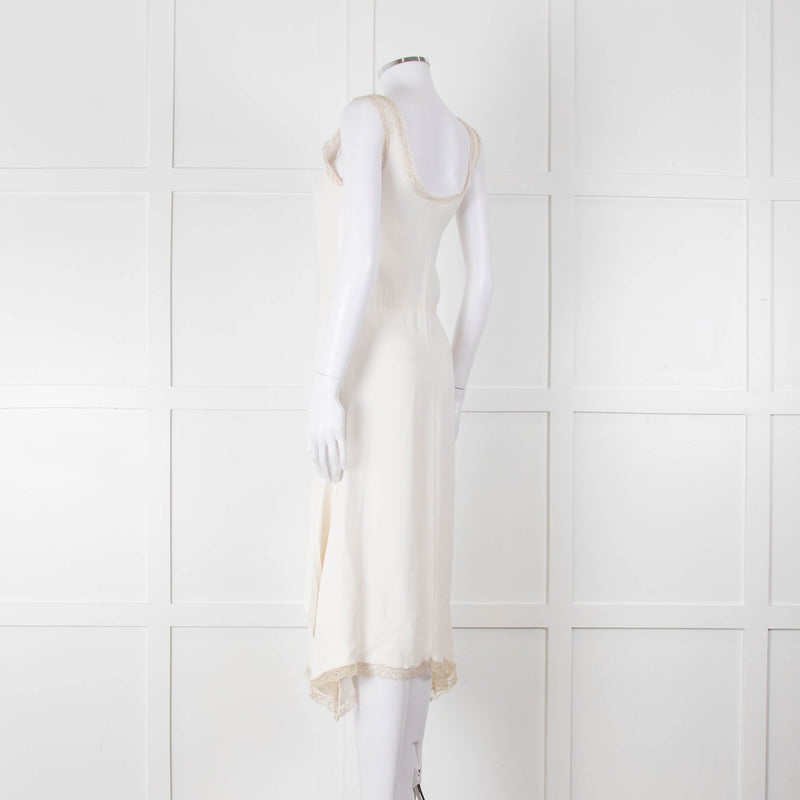 Miu Miu White Cream Lace Trim Sleeveless Dress