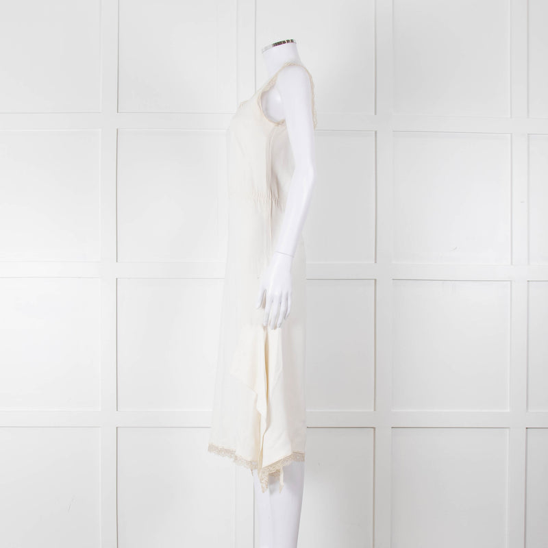 Miu Miu White Cream Lace Trim Sleeveless Dress