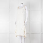 Miu Miu White Cream Lace Trim Sleeveless Dress