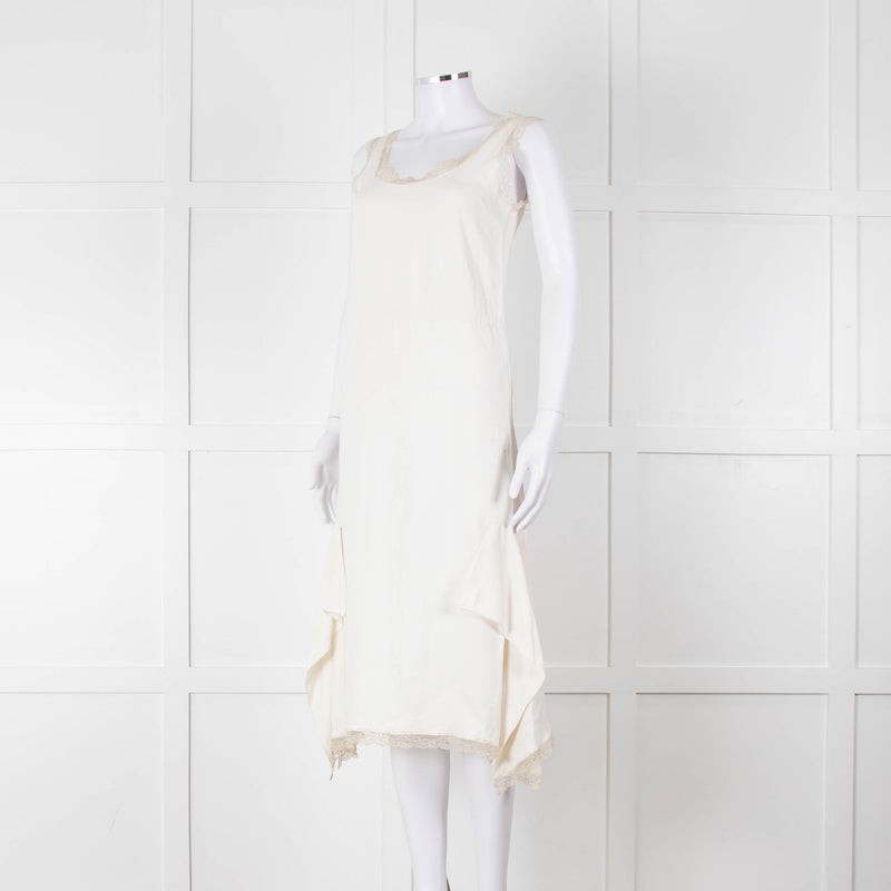 Miu Miu White Cream Lace Trim Sleeveless Dress