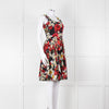 Dolce & Gabbana Black Red Floral Cotton Sleeveless Short Dress