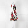 Dolce & Gabbana Black Red Floral Cotton Sleeveless Short Dress