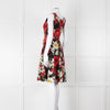 Dolce & Gabbana Black Red Floral Cotton Sleeveless Short Dress