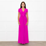 Libelula Purple Short Sleeves Front Cinched Silk Maxi Dress