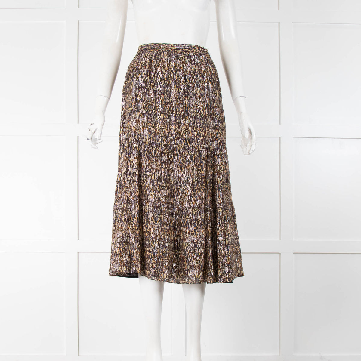 Ba&sh Silver Thread Tiered Skirt