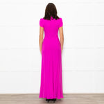 Libelula Purple Short Sleeves Front Cinched Silk Maxi Dress