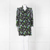 Sandro Black Green Blue Floral Lace Sleeves Mini Tunic