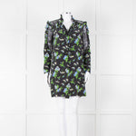 Sandro Black Green Blue Floral Lace Sleeves Mini Tunic