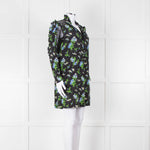 Sandro Black Green Blue Floral Lace Sleeves Mini Tunic