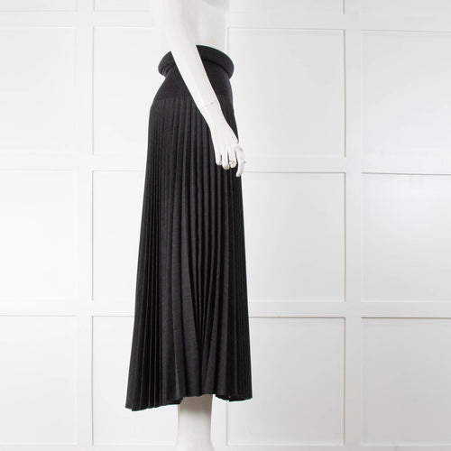 D .Exterior Grey Pleat Wool Skirt
