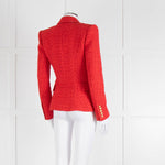 Balmain Red Tweed Blazer with Gold Buttons