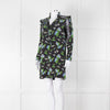 Sandro Black Green Blue Floral Lace Sleeves Mini Tunic