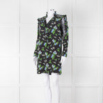 Sandro Black Green Blue Floral Lace Sleeves Mini Tunic