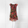 Sandro Ferrone Black Pink floral Short Sleeve Mini Dress