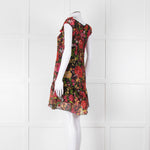 Sandro Ferrone Black Pink floral Short Sleeve Mini Dress