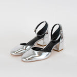Reformation Silver Metallic Mallori Closed Toel Heel Shoes