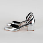 Reformation Silver Metallic Mallori Closed Toel Heel Shoes