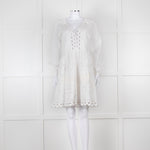 Claudie Pierlot White Lace Broderie Long Sleeve Mini Dress