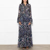 Zadig & Voltaire Blue Black Cream Gold Lurex Floral Print Maxi Dress