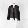 Ulla Johnson Black Small Pink Khaki Flower Print Tie Neck Blouse