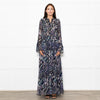 Zadig & Voltaire Blue Black Cream Gold Lurex Floral Print Maxi Dress